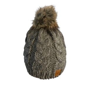 Panache Grey  braided knit Beanie Hat (39)
